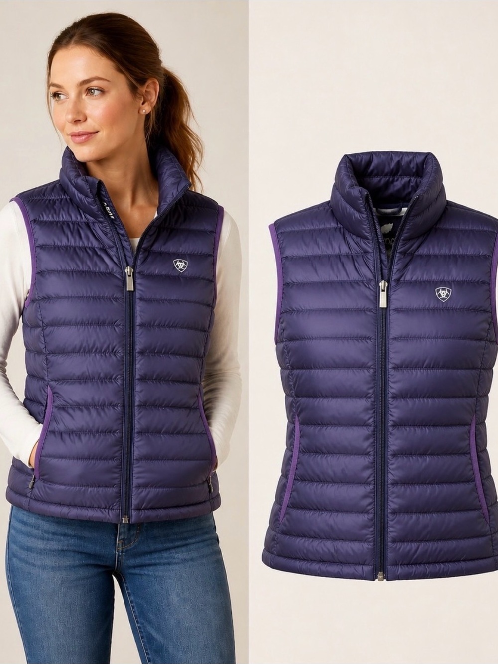 Ariat Ideal Down Puffer Vest Dark Purple Women’s Size XL Lightweight Warm